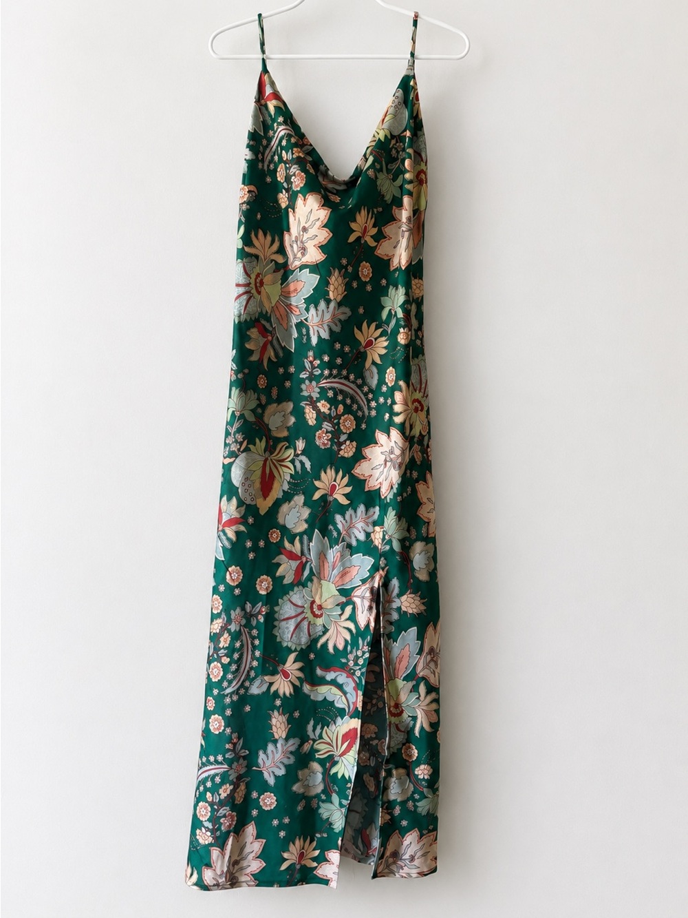 Emerald Green Floral Slip Dress